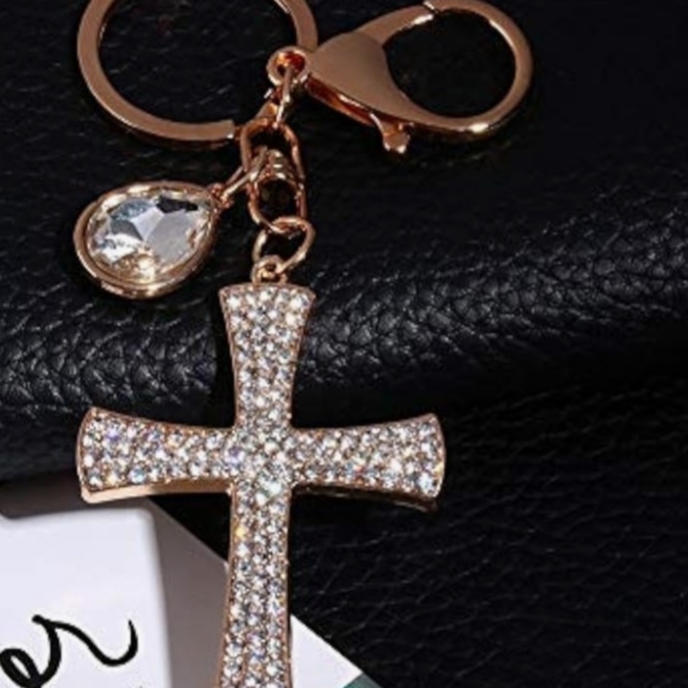 Elegant Gold Cross Purse Charm  NEW with Crystal Accents